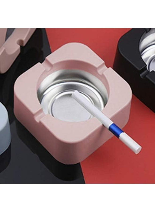 ECVV 2Pcs Portable Ashtray Table Decoration, Creative Tinplate Square Ashtray Holder Ash Storage Box Case Square Multicolor - Image 2