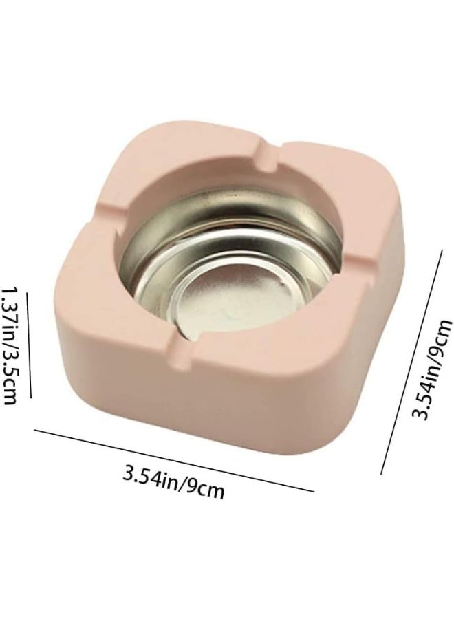 ECVV 2Pcs Portable Ashtray Table Decoration, Creative Tinplate Square Ashtray Holder Ash Storage Box Case Square Multicolor - Image 3