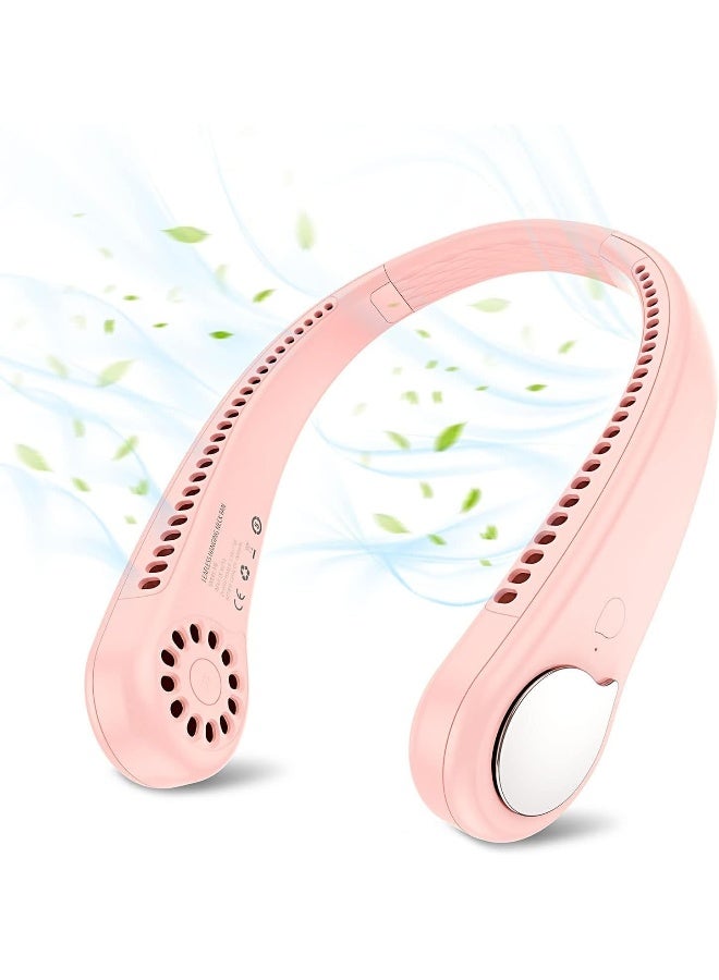إي سي في في Portable Neck Fan, Hands-Free Bladeless Headphone Design, Rechargeable Battery Operated Wearable Personal Fan, 360° Cooling Hanging Neck Fan, 3 Speeds, 48 Air Outlet, for Travel (Pink) Pink  - Image 1
