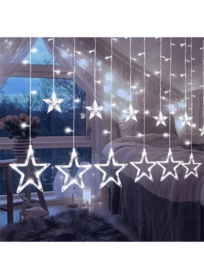 إي سي في في White LED Star Lights, Curtain String Lights for Bedroom, Waterproof 8 Lighting Modes, Fairy Lights for Home Decorations | Star | White - Image 3