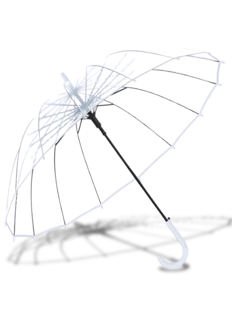 ECVV ECVV Folding Umbrellas Travel Umbrella, Transparent Umbrella Pocket Umbrella, Portable Compact Protection, Small Light Weight Waterproof |White|  - Image 1