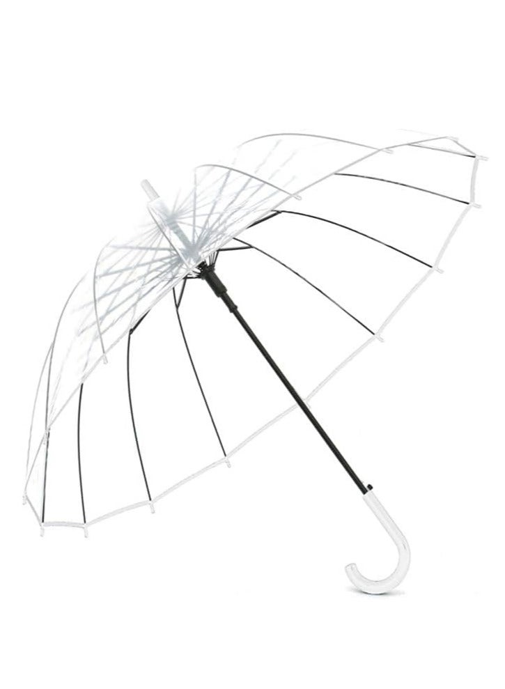 ECVV ECVV Folding Umbrellas Travel Umbrella, Transparent Umbrella Pocket Umbrella, Portable Compact Protection, Small Light Weight Waterproof |White|  - Image 3