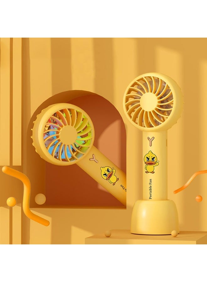 إي سي في في ECVV Portable Handheld Fan Pocket Fan 1200mAh Rechargeable USB Fan 3 Speeds Adjustable Air Circulating Fan for Home Office Indoor Outdoor Yellow  - Image 2