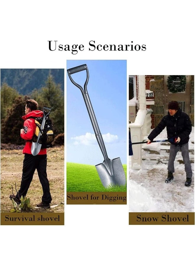 إي سي في في Shovel for Digging, Garden Spade Metal, Heavy Duty Round Point Shovel Garden Tool with D-Handle, All Stainless Steel Made Snow Shovel-75cm SILVER  - Image 4