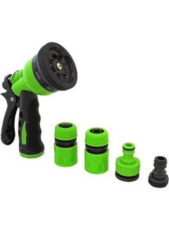 ECVV Garden Hose Nozzle Hand Sprayer High Pressure Spray Gun With 8 Pattern Settings Watering - Pistol Grip Green and Black  - Image 1
