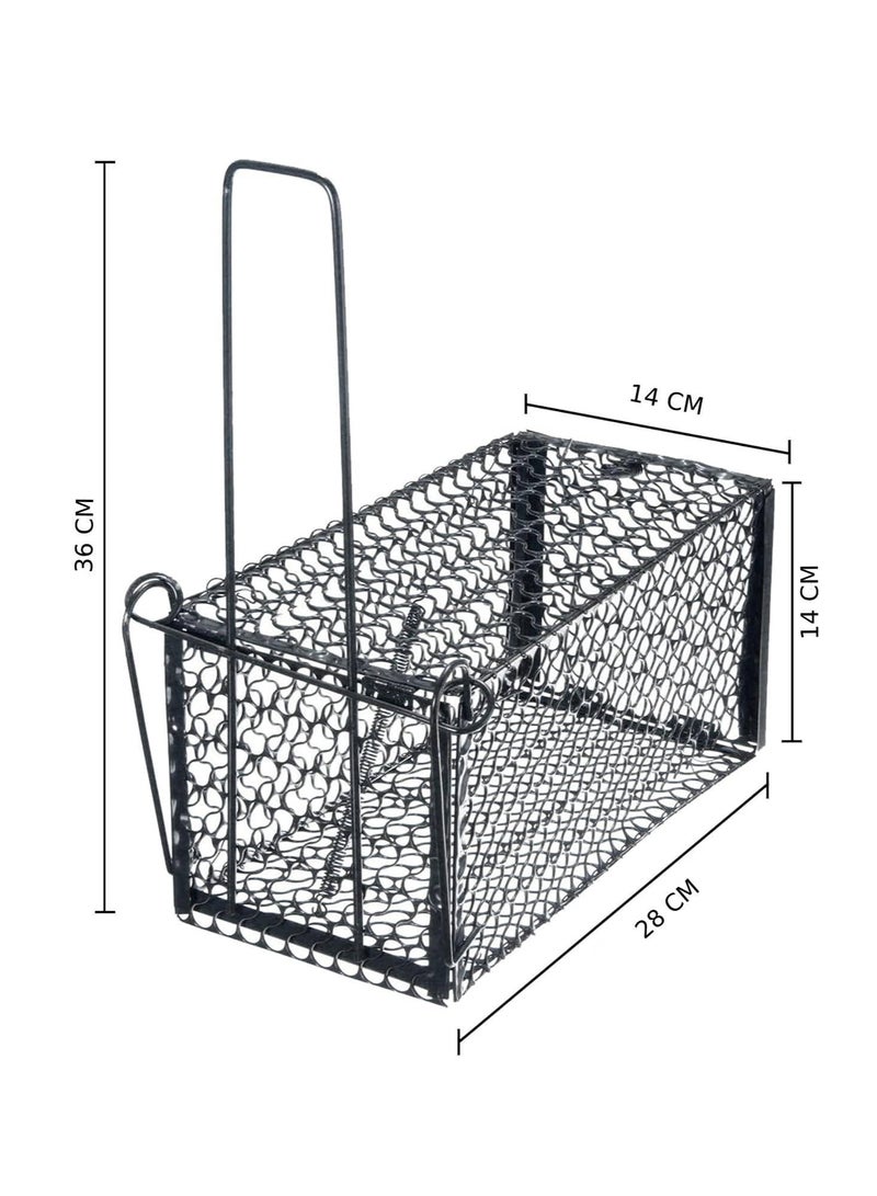 إي سي في في ECVV Humane Rat Trap, Live Mouse Rat Trap Cage, Thicken Steel Mice Traps for Small Rodent Animals, for Indoor and Outdoor..28 * 14 * 14 cm Large  - Image 3