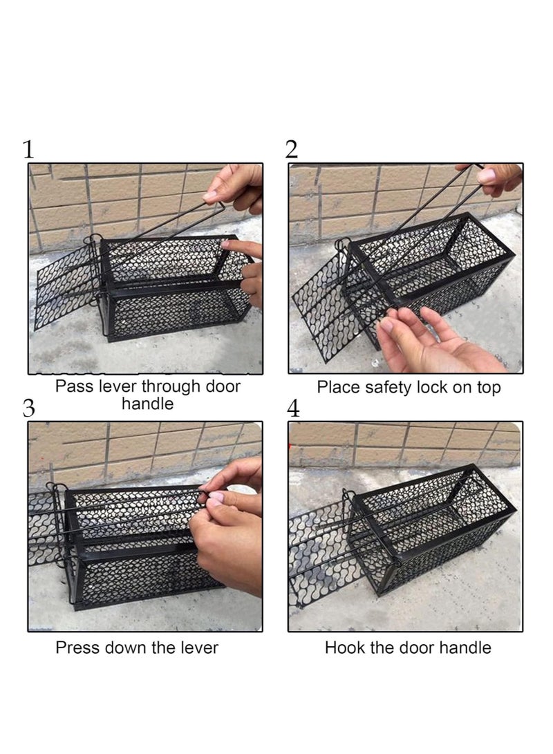 إي سي في في ECVV Humane Rat Trap, Live Mouse Rat Trap Cage, Thicken Steel Mice Traps for Small Rodent Animals, for Indoor and Outdoor..28 * 14 * 14 cm Large  - Image 2