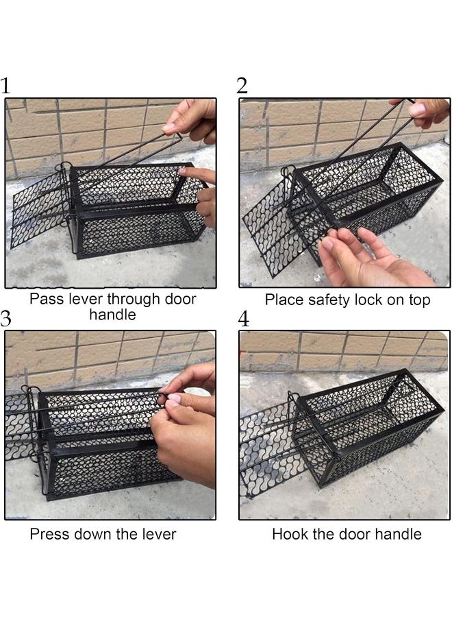 إي سي في في Humane Rat Trap, Live Mouse Rat Trap Cage, Thicken Steel Mice Traps for Small Rodent Animals, for Indoor and Outdoor | 24L x 11W x 11H |. Black  - Image 3
