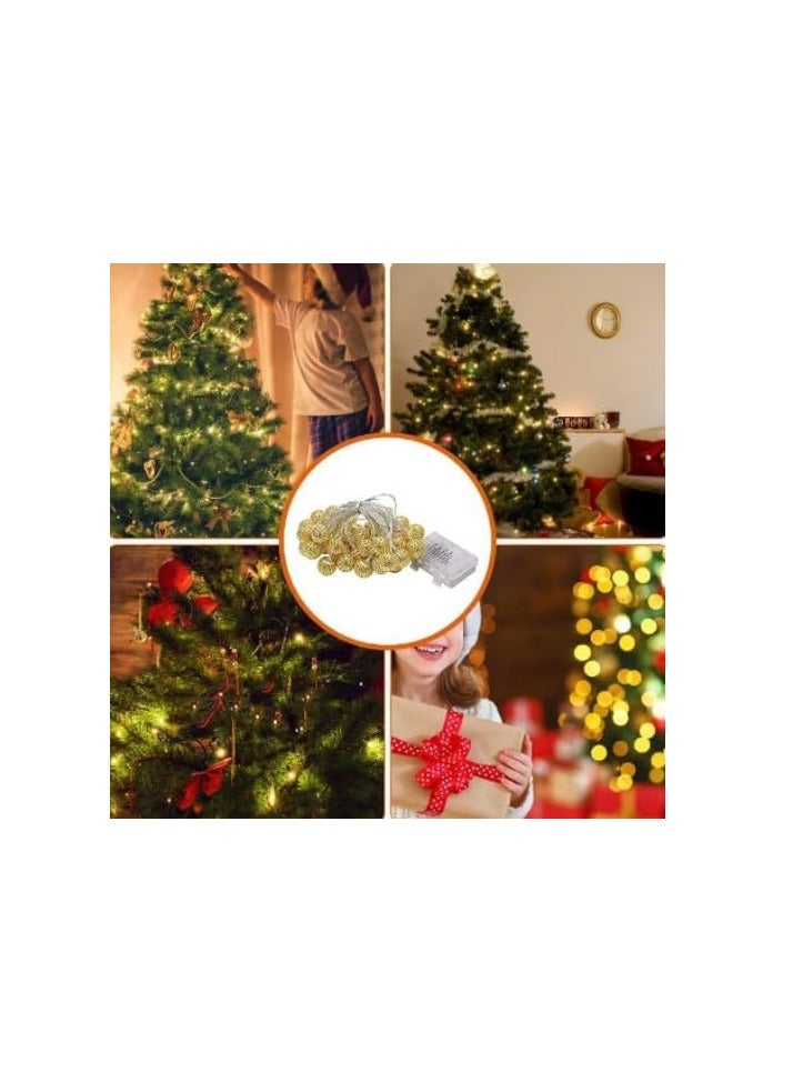 إي سي في في LED Gold Metal Lantern Ball 2 Meter Battery Operated, String Fairy Lights For Home  - Image 5