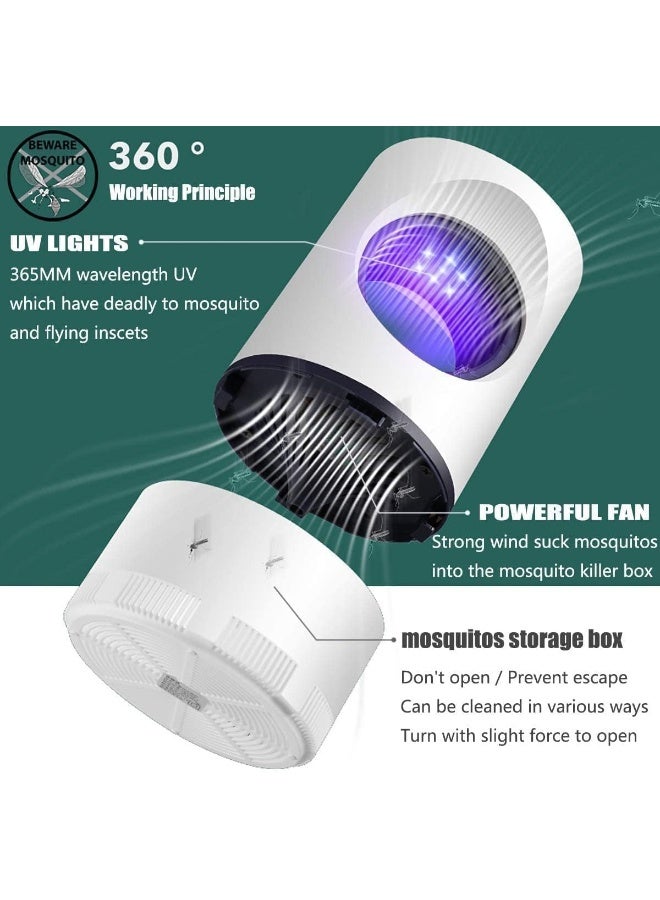 ECVV Bug Zapper, Electric Mosquito & Fly Killer - Insect Attractant Trap Powerful Bug Zapper Light, Hangable Mosquito Lamp for Home, Indoor, Outdoor, Patio White - Image 2