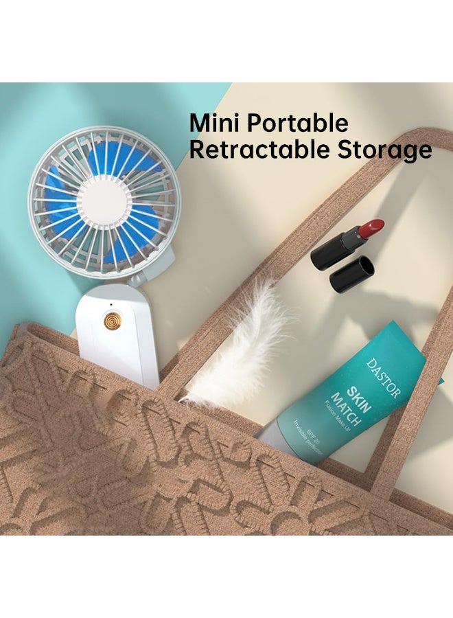 إي سي في في 3 in 1 Versatile Small Fan Portable Handheld Fan Rechargeable Foldable Fan 3 Speeds Air Circulatory Fan for Travel Office Room Household White  - Image 5