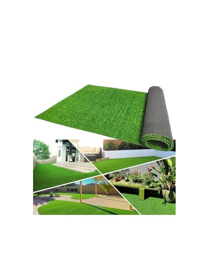 ECVV ECVV 26mm Artificial Grass Carpet Green, Artificial Grass Turf For Home Outdoor Front, Garden Decoration, Play Ground, Pool Area, Backyard, Patio, Balcony, |200cm*800cm| Silver and Black  - Image 2