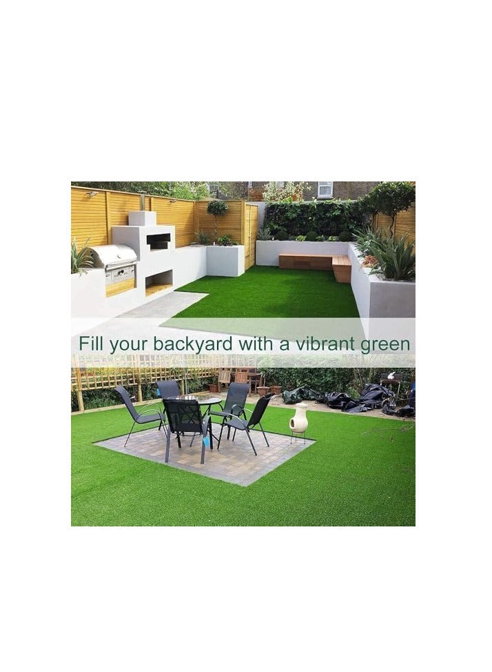 ECVV ECVV 26mm Artificial Grass Carpet Green, Artificial Grass Turf For Home Outdoor Front, Garden Decoration, Play Ground, Pool Area, Backyard, Patio, Balcony, |200cm*800cm| Silver and Black  - Image 5