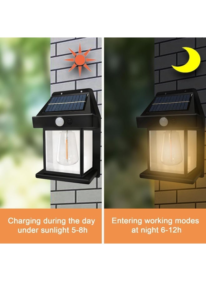 إي سي في في Solar Powered Outdoor Wall Lights, Solar Interaction Wall Lamp Sunrise and Sunset Motion Sensor, LED Exterior Wall Lights Black  - Image 3