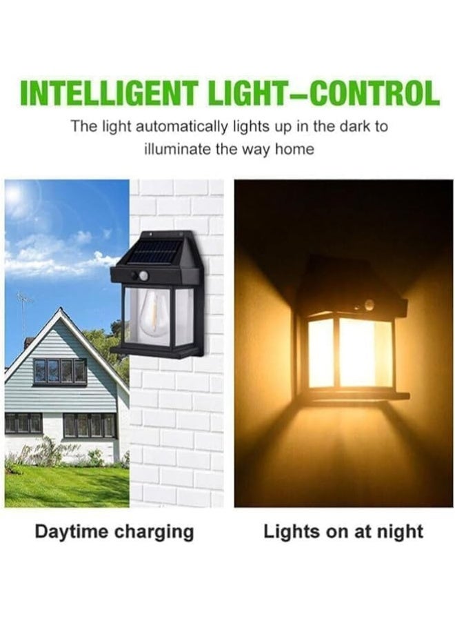 إي سي في في Solar Powered Outdoor Wall Lights, Solar Interaction Wall Lamp Sunrise and Sunset Motion Sensor, LED Exterior Wall Lights Black  - Image 5