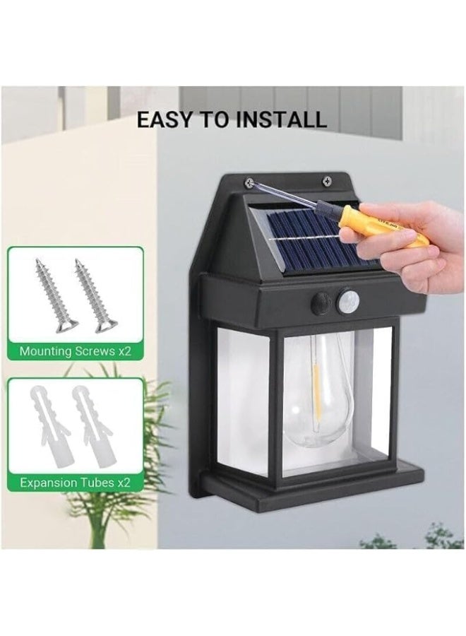 إي سي في في Solar Powered Outdoor Wall Lights, Solar Interaction Wall Lamp Sunrise and Sunset Motion Sensor, LED Exterior Wall Lights Black  - Image 4