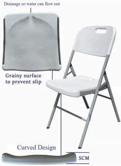 ECVV Folding Plastic Chair Molded Seat & Back Stackable Indoor Outdoor, Steel Frame, Heavy Duty, Used for Party, Garden, Patio, Dining, Wedding, Camping, Events  - Image 5