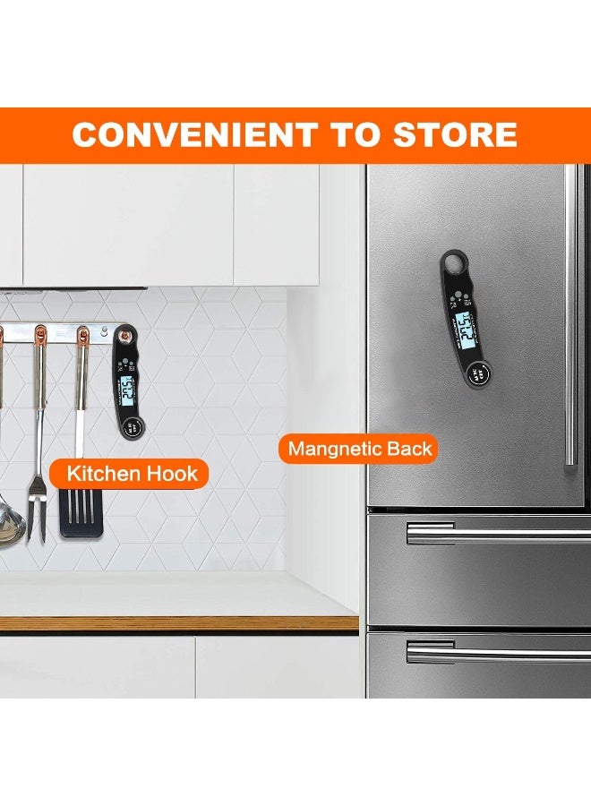 إي سي في في Digital Meat Thermometer Food Thermometer with LCD Magnet and Corkscrew, IPX6 Super Waterproof Kitchen Cooking Thermometer Probe for Baking, Oven, Fryer, Candy, Grill, BBQ and Turkey Black  - Image 5