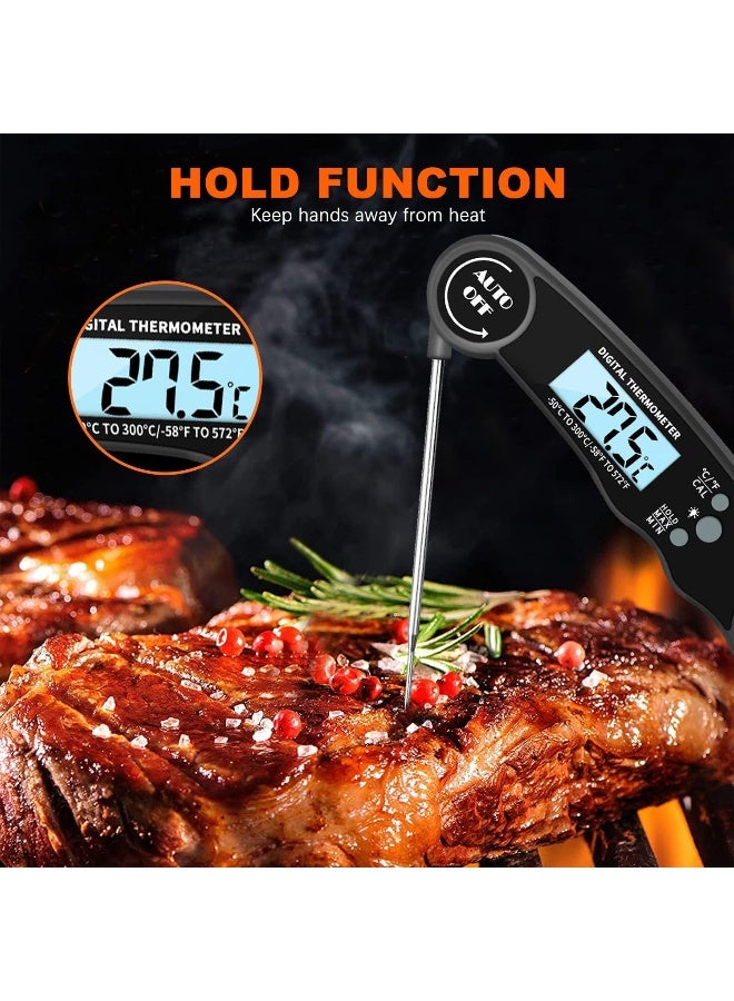 إي سي في في Digital Meat Thermometer Food Thermometer with LCD Magnet and Corkscrew, IPX6 Super Waterproof Kitchen Cooking Thermometer Probe for Baking, Oven, Fryer, Candy, Grill, BBQ and Turkey Black  - Image 4