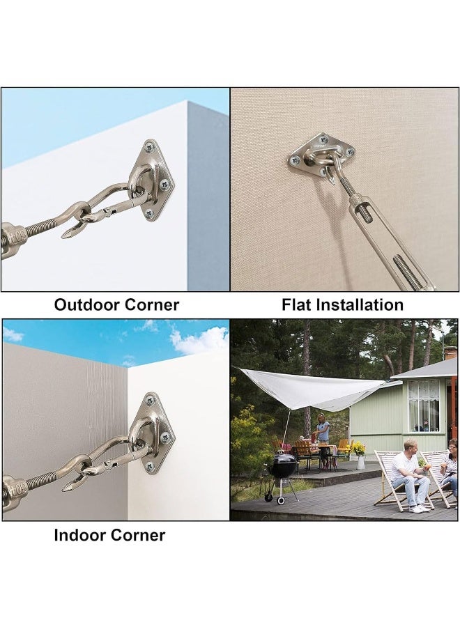 إي سي في في Sun Shade Sail Fixing Kit - M6 Heavy Duty Hardware Set with 304 Stainless Steel, Adjustable Turnbuckle & Wall Brackets for Garden Triangle & Square Shades Yellow  - Image 4