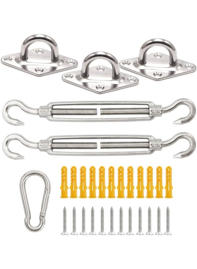 إي سي في في Sun Shade Sail Fixing Kit - M6 Heavy Duty Hardware Set with 304 Stainless Steel, Adjustable Turnbuckle & Wall Brackets for Garden Triangle & Square Shades Yellow  - Image 1