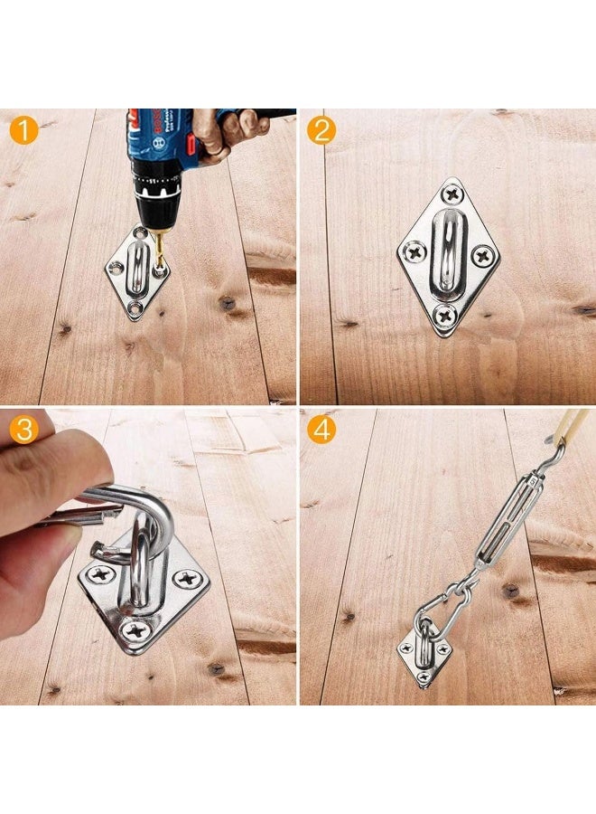إي سي في في Sun Shade Sail Fixing Kit - M6 Heavy Duty Hardware Set with 304 Stainless Steel, Adjustable Turnbuckle & Wall Brackets for Garden Triangle & Square Shades Yellow  - Image 3