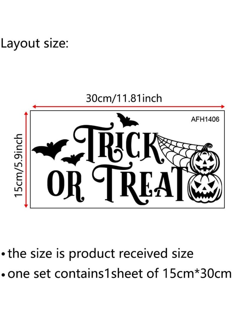 ECVV Halloween Wall Decal, Trick or Treat Wall Stickers Removable DIY Wall Art Decor Scary Pumpkin Bat Black Halloween Stickers for Halloween Party Decorations - Image 5