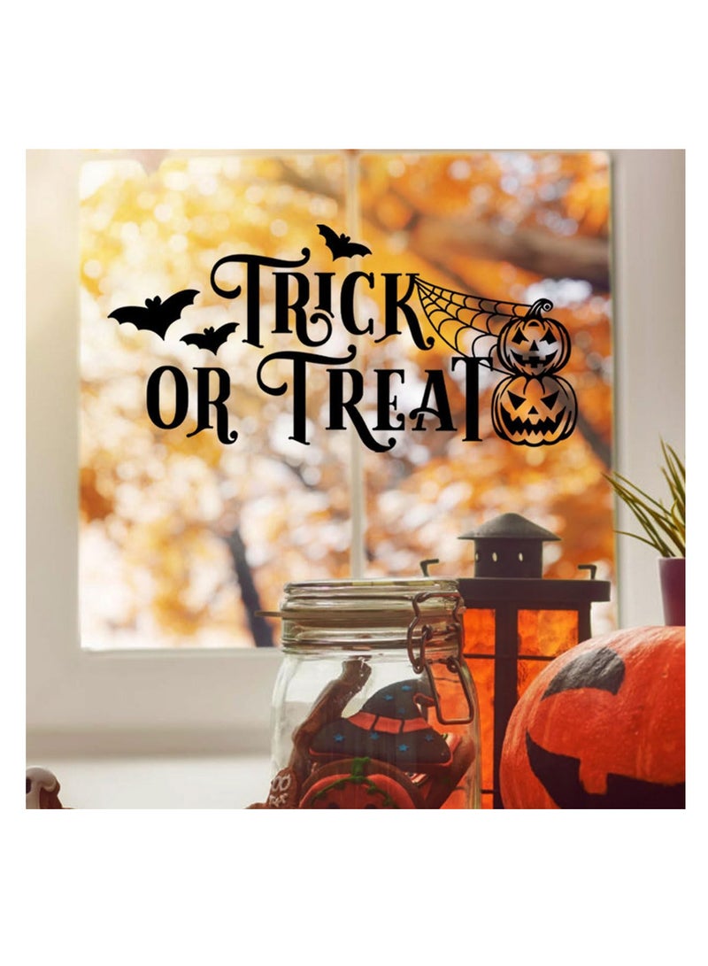 ECVV Halloween Wall Decal, Trick or Treat Wall Stickers Removable DIY Wall Art Decor Scary Pumpkin Bat Black Halloween Stickers for Halloween Party Decorations - Image 2