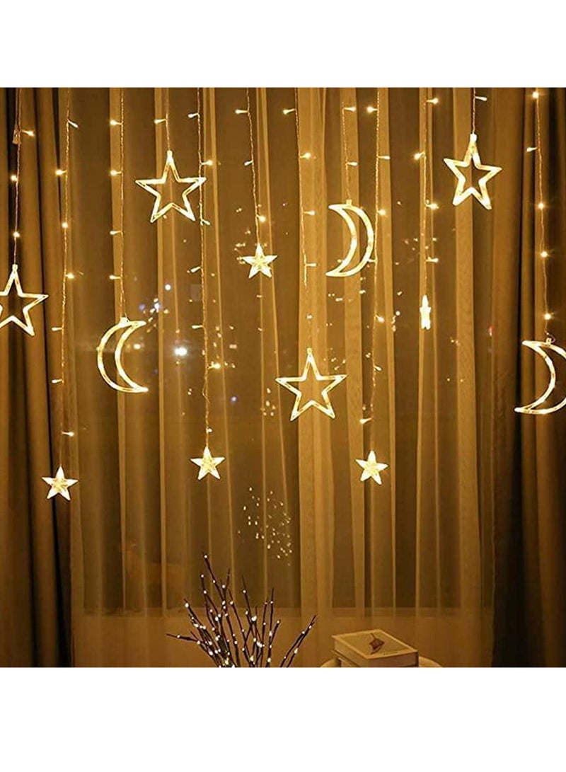 إي سي في في أضواء زينة رمضان، القمر والنجوم وأضواء متسلسلة، 3.5م أضواء رمضان، صفراء - Image 1