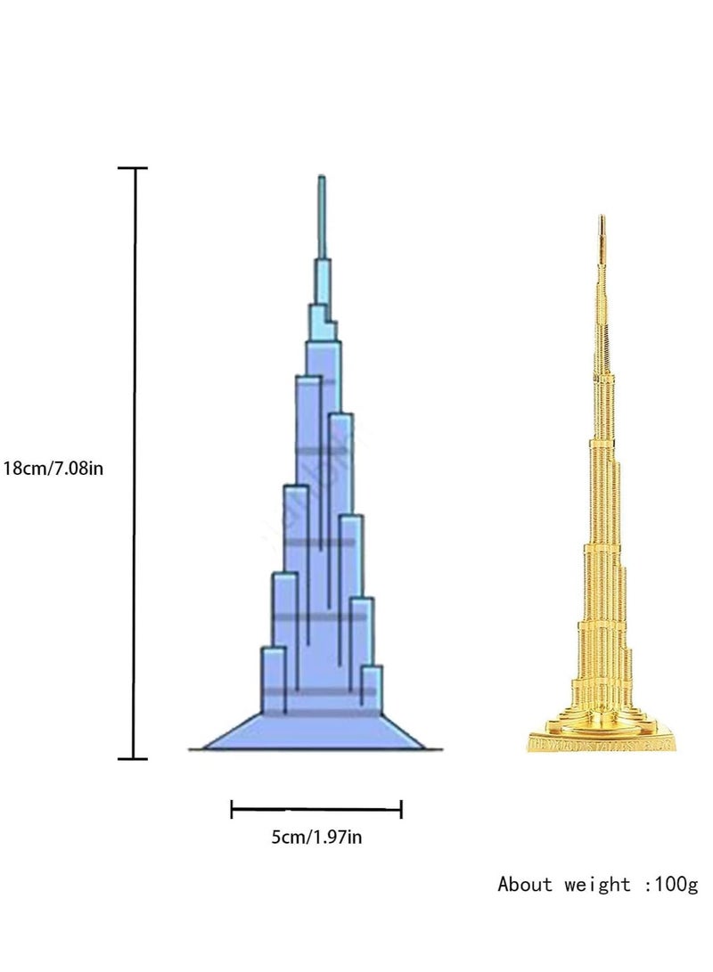 إي سي في في Burj Dubai Souvenir Burj Khalifa Architectural Model Decoration Gold Alloy Architectural Model Decoration Gift, 18cm Gold  - Image 4