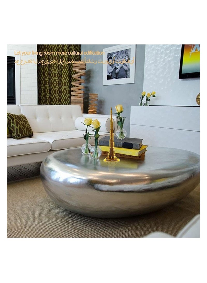 إي سي في في Burj Dubai Souvenir Burj Khalifa Architectural Model Decoration Gold Alloy Architectural Model Decoration Gift, 18cm Gold  - Image 5