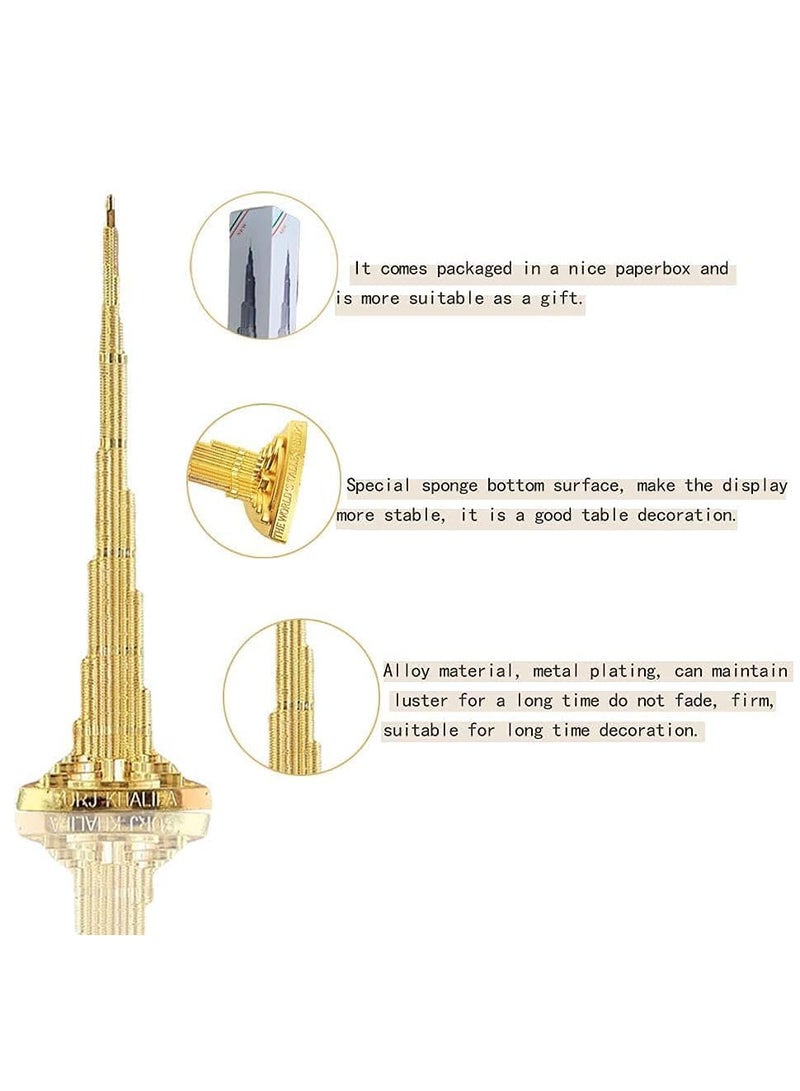 إي سي في في Burj Dubai Souvenir Burj Khalifa Architectural Model Decoration Gold Alloy Architectural Model Decoration Gift, 18cm Gold  - Image 3