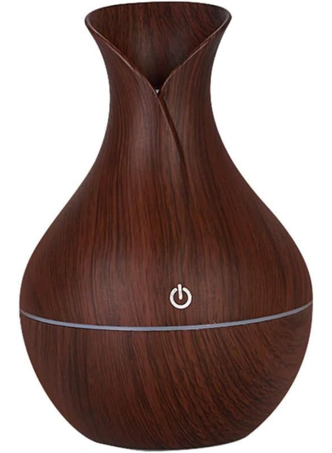ECVV Essential Oil Diffuser, 130ml, Wood Grain Aromatherapy Diffuser, Cool Mist Humidifier with 7 Color Changing LED Lights and Timer Settings, Waterless Auto off, USB Mini Ultrasonic Humidifier Brown  - Image 1