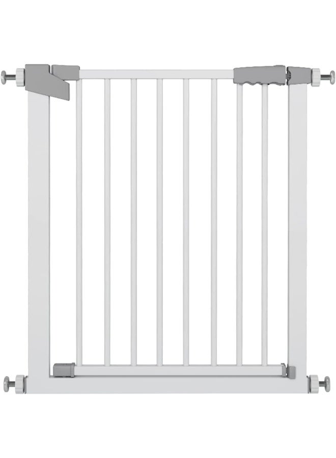 ECVV Okbuynow Dog Gate Pet Fence Extra Wide Easy Walk Thru Safety Gate With Auto Close For Indoor House Stairs Doorways (76-83 cm), White, Safegate White - Image 1