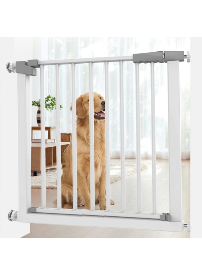 ECVV Okbuynow Dog Gate Pet Fence Extra Wide Easy Walk Thru Safety Gate With Auto Close For Indoor House Stairs Doorways (76-83 cm), White, Safegate White - Image 2