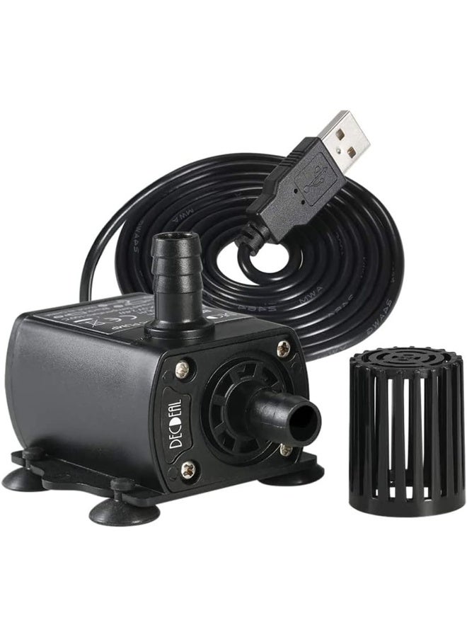 إي سي في في ECVV USB Brushless Water Pump 5V 4.8W 300L/H, Submersible Ultra Quiet Oil Pump for Pool Aquarium Fish Tank, Mini Fountain Fish Tank Pump with Flow Black Black  - Image 1