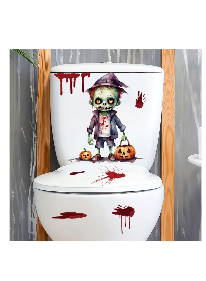 ECVV Halloween Horror Toilet Sticker PVC Pumpkin Sticker for Halloween Party Washroom Sticker Halloween Horror Home Decorations Wall Sticker  - Image 2