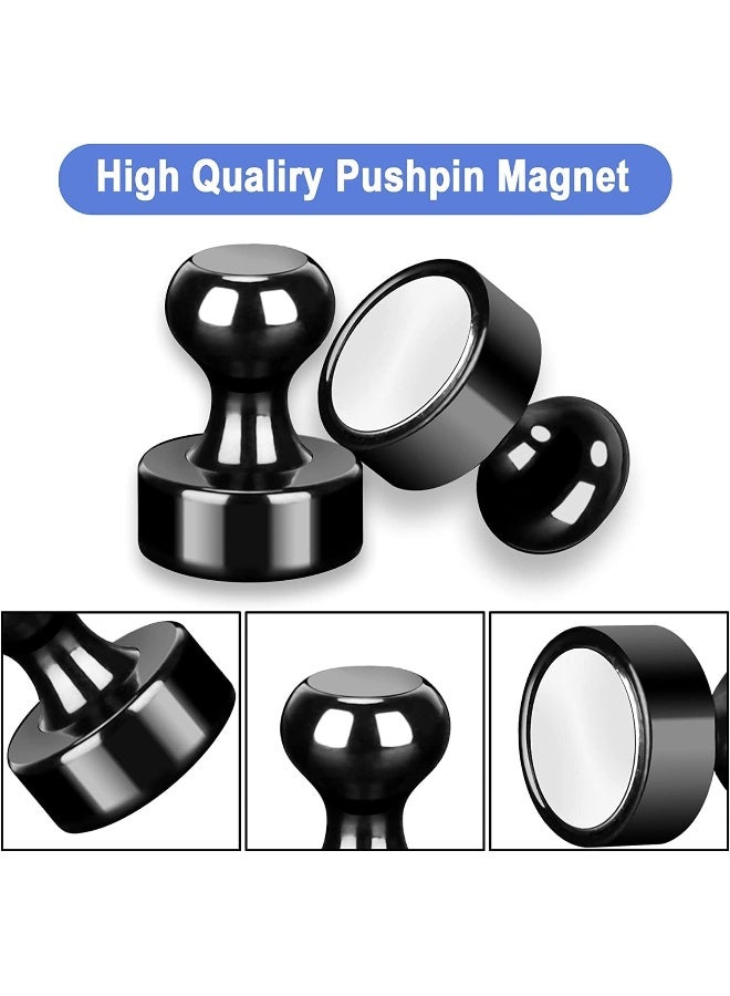 ECVV Refrigerator Magnets, 24pcs Magnetic Push Pins, Magnets for Fridge, Black Brushed Push Pins Magnets Magnetic Perfect for Whiteboard, Map, Kitchen Home Office School Classroom Black - Image 2