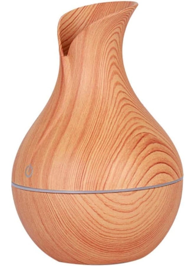 ECVV Essential Oil Diffuser, 130ml, Wood Grain Aromatherapy Diffuser, Cool Mist Humidifier with 7 Color Changing LED Lights and Timer Settings, Waterless Auto off, USB Mini Ultrasonic Humidifier Yellow - Image 1