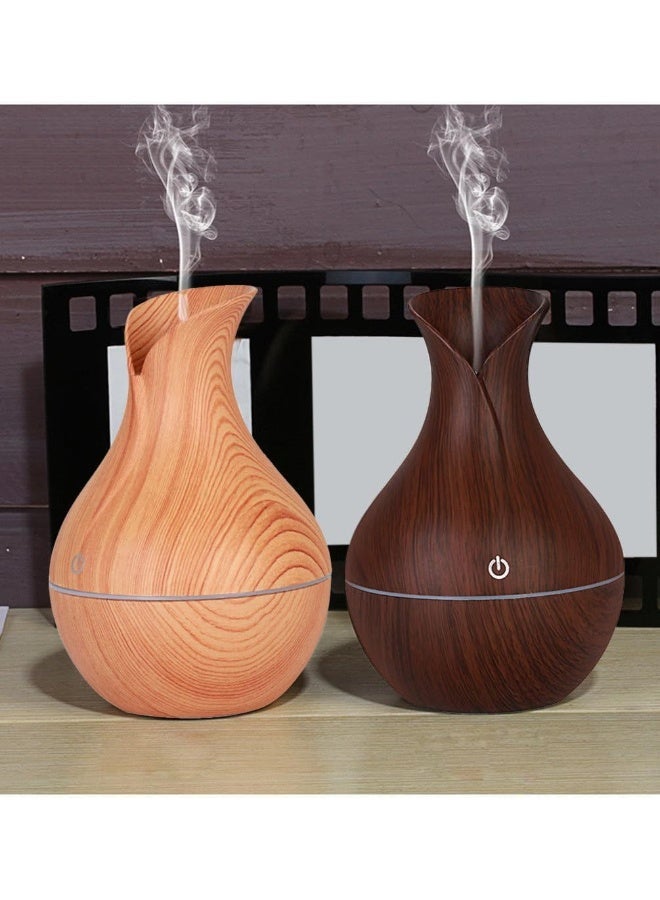 ECVV Essential Oil Diffuser, 130ml, Wood Grain Aromatherapy Diffuser, Cool Mist Humidifier with 7 Color Changing LED Lights and Timer Settings, Waterless Auto off, USB Mini Ultrasonic Humidifier Yellow - Image 3