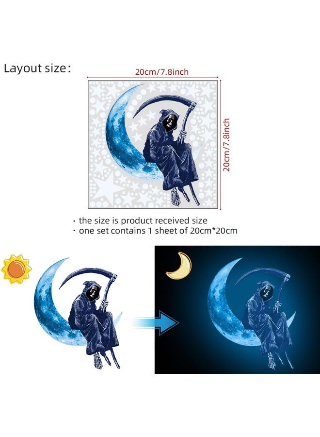 ECVV Glow In The Dark Moon Star Wall Sticker Luminous Halloween Scary Wall Decals For Bedroom Living Room Classroom Party Self-Adhesive Removable Sticky Fluorescence Wall Stickers Multicolor - Image 4