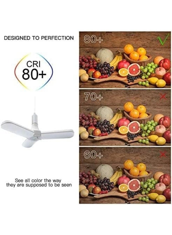 ECVV 45W E27 228leds Super Bright Foldable Fan Blade Angle LED Bulb White  - Image 4