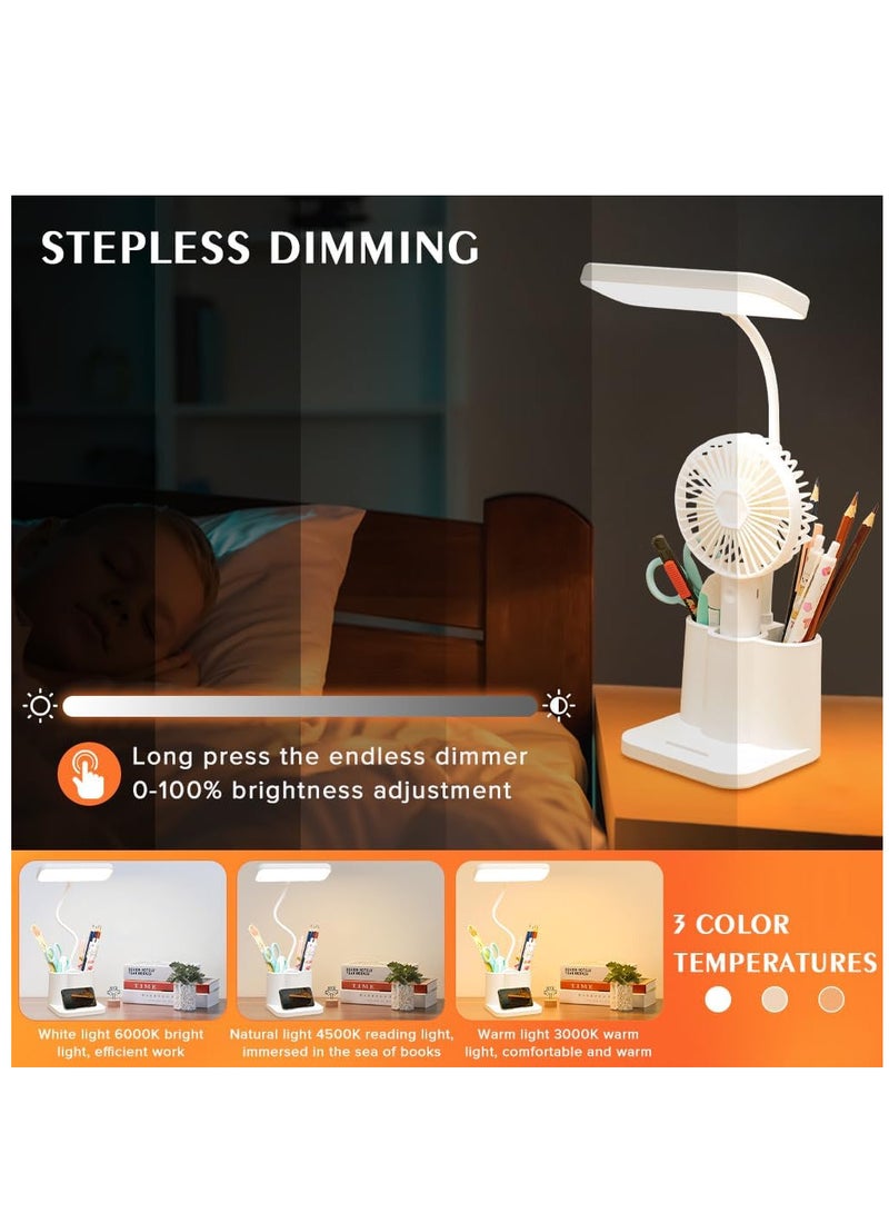 ECVV LED Desk Lamp,3 Color Mode,with Pen Holder and Phone Stand,360°Flexible,Touch Control,Desk Light for Desktop,Eye-Caring,Table Lamp For Computer/Desktop,Study Lamp for Study Bedroom and Offic White  - Image 3