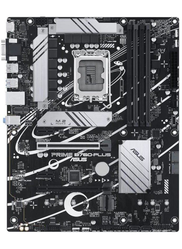 ASUS - Prime B760-PLUS, Intel® B760 LGA 1700 ATX Motherboard with PCIe 5.0, Three PCIe 4.0 M.2 Slots, DDR5, Realtek 2.5Gb Ethernet, DisplayPort, VGA, HDMI | Black - Image 1