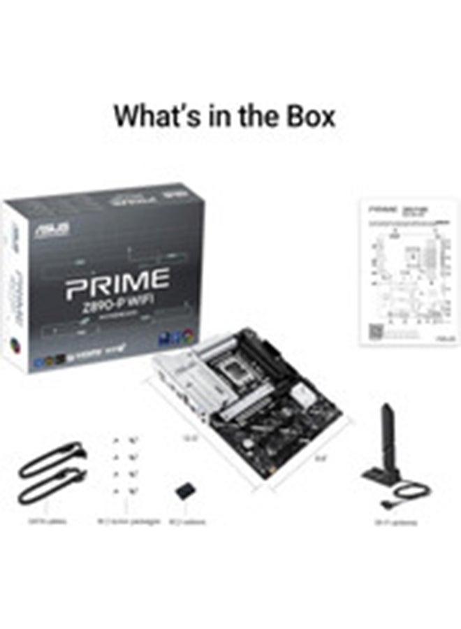 PRIME Z890-P WIFI Z890 LGA 1851 ATX motherboard, Intel® Core™ Ultra Series 2 Ready, Advanced AI PC-ready, 14+1+1+2 power stage, DDR5, PCIe® 5.0, Thunderbolt™ 4 USB Type-C®, 4x M.2, Wi-Fi 7, 2.5Gb