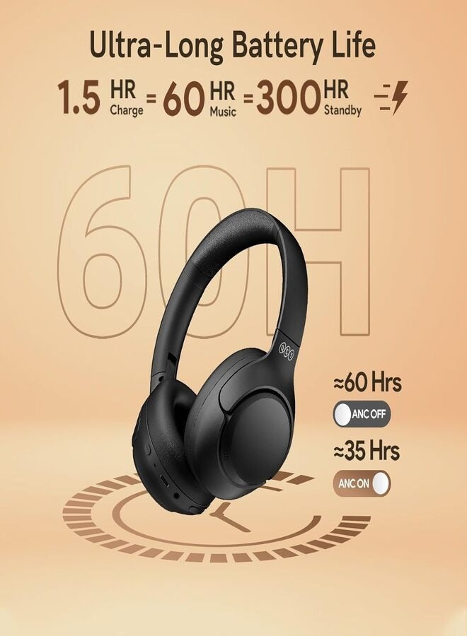 QCY - H3 ANC Active Noise Cancelling Headphones, Bluetooth 5.4 Wireless Over-Ear Headphones, Hi-Res Audio, Deep Bass, Multipoint Connection, 60H Playtime, Custom EQ via App Black - Image 1