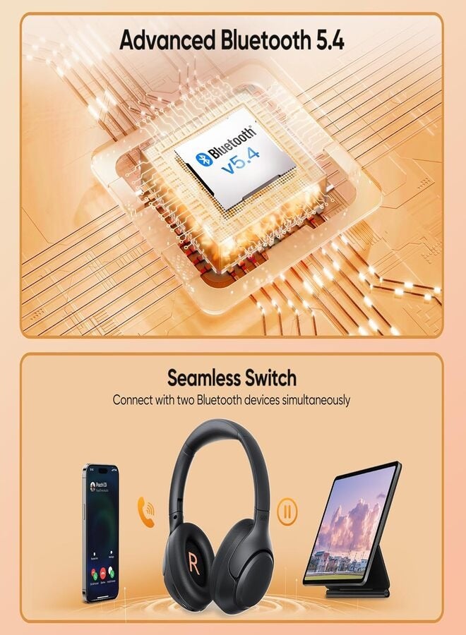 QCY - H3 ANC Active Noise Cancelling Headphones, Bluetooth 5.4 Wireless Over-Ear Headphones, Hi-Res Audio, Deep Bass, Multipoint Connection, 60H Playtime, Custom EQ via App Black - Image 1
