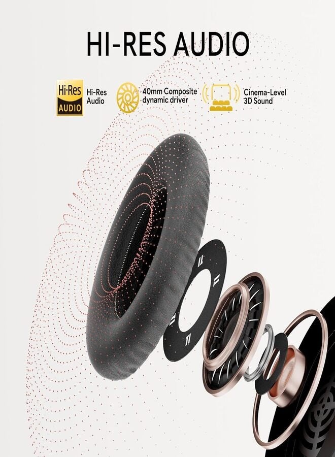 QCY - H3 ANC Active Noise Cancelling Headphones, Bluetooth 5.4 Wireless Over-Ear Headphones, Hi-Res Audio, Deep Bass, Multipoint Connection, 60H Playtime, Custom EQ via App Black - Image 1