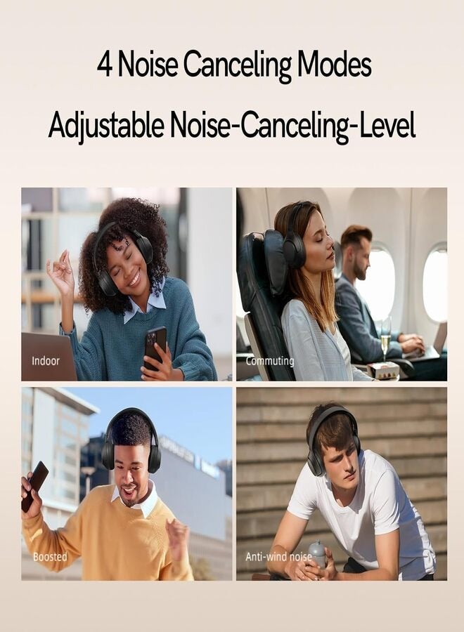 QCY - H3 ANC Active Noise Cancelling Headphones, Bluetooth 5.4 Wireless Over-Ear Headphones, Hi-Res Audio, Deep Bass, Multipoint Connection, 60H Playtime, Custom EQ via App Black - Image 1