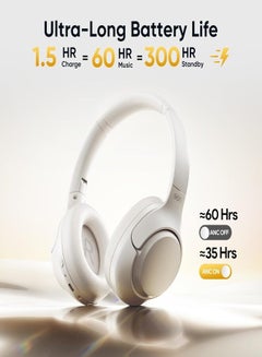 QCY H3 ANC Active Noise Cancelling Headphones, Bluetooth 5.4 Wireless Over-Ear Headphones, Hi-Res Audio, Deep Bass, Multipoint Connection, 60H Playtime, Custom EQ via App White  - Image 4